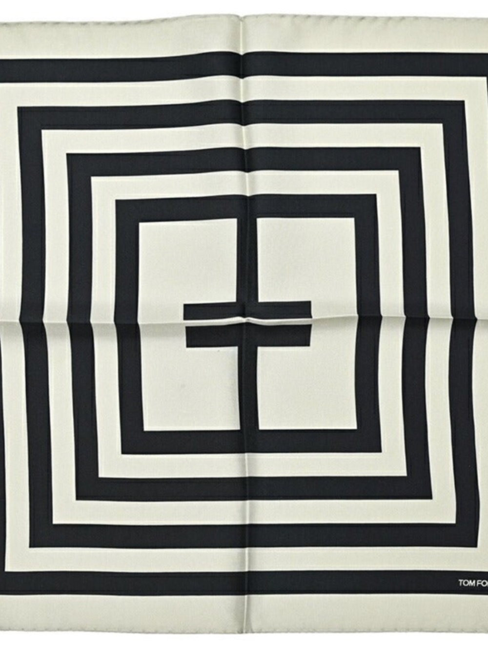 Tom Ford Mint Green Black Striped Double T Logo Silk Suit Pocket Square